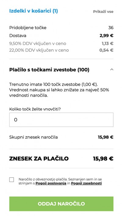 tocke zvestobe uporabi sl